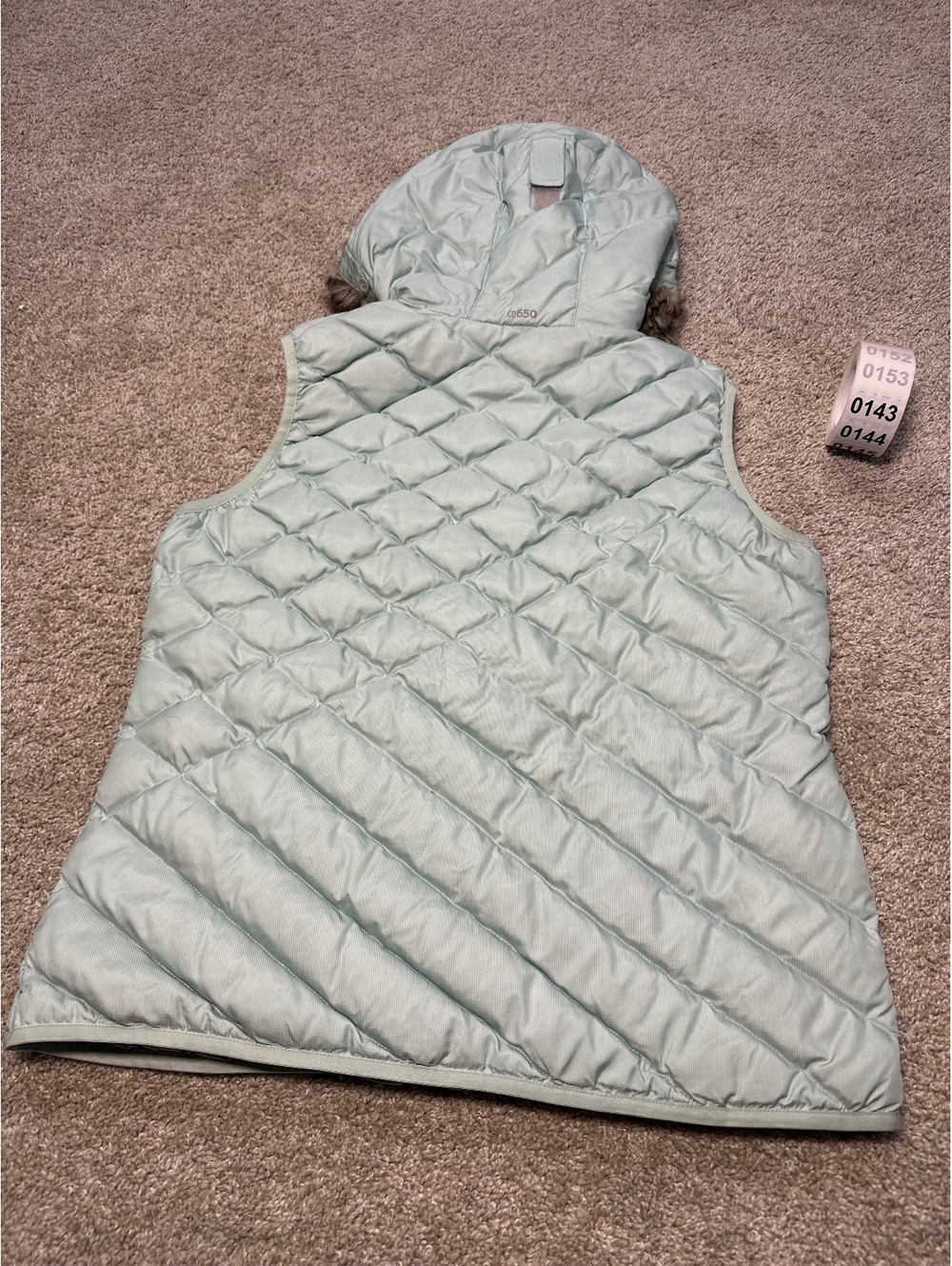 Eddie Bauer mint hooded puffer vest